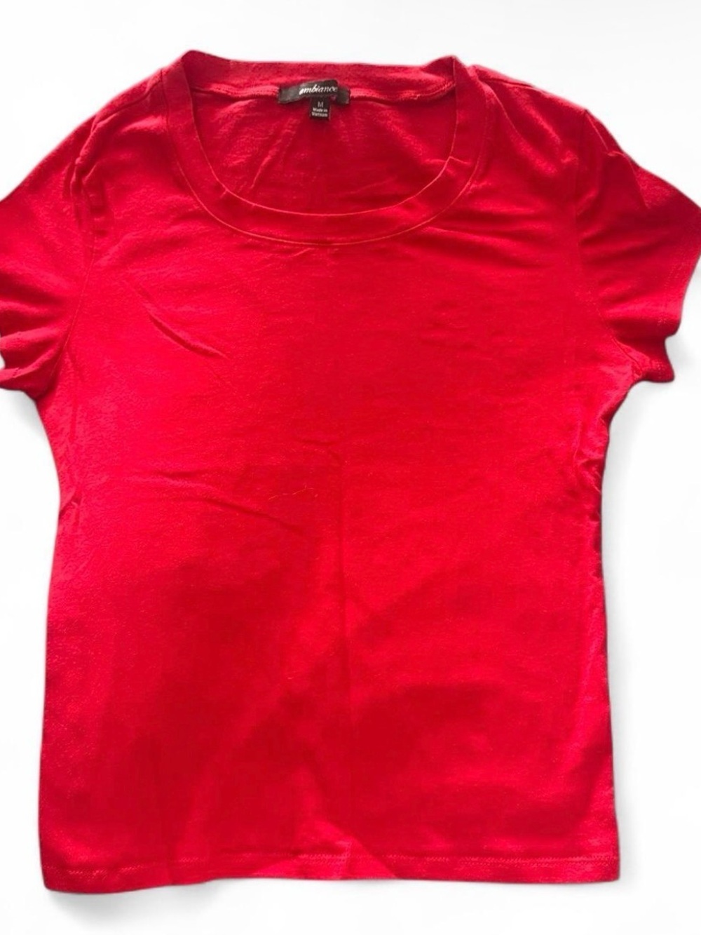 Ambiance Red Crew Neck Short Sleeve Women's Top